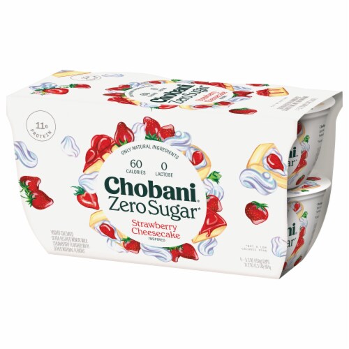 Chobani® Zero Sugar Strawberry Cheesecake Greek Yogurt Perspective: left