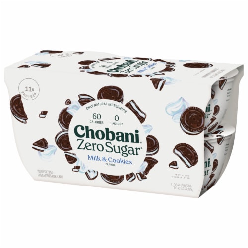 Chobani® Zero Sugar Milk & Cookies Greek Yogurt Perspective: left