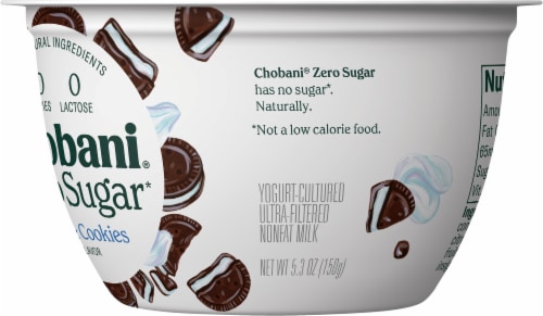 Chobani® Zero Sugar* Milk & Cookies Yogurt Perspective: left