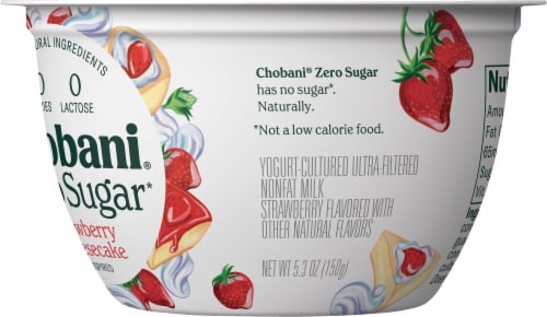 Chobani® with Zero Sugar Strawberry Cheesecake Yogurt Perspective: left