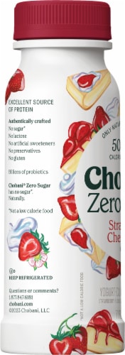 Chobani Zero Sugar Strawberry Cheesecake Greek Yogurt Drink Perspective: left