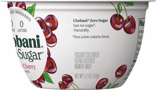 Chobani® Black Cherry Zero Sugar Yogurt Perspective: left