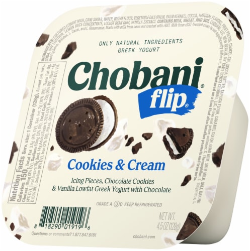 Chobani® Flip® Cookies & Cream™ Low Fat Greek Yogurt Cup Perspective: left
