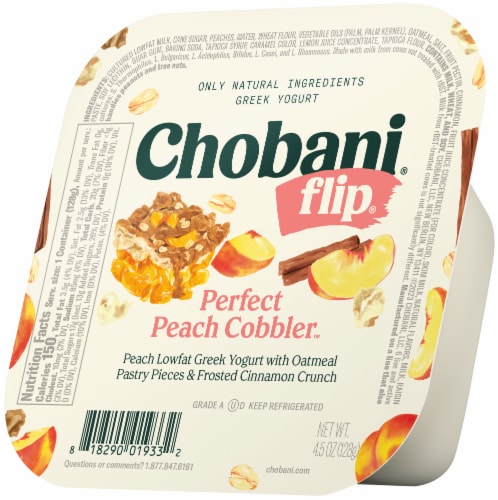 Chobani® Flip® Low-Fat Perfect Peach Cobbler™ Greek Yogurt Perspective: left