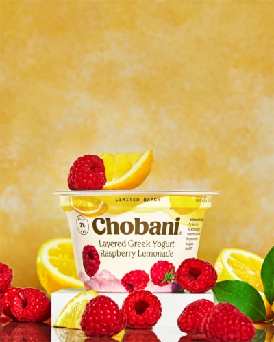 Chobani® Raspberry Lemonade Layered Low Fat Greek Yogurt Cups Perspective: left