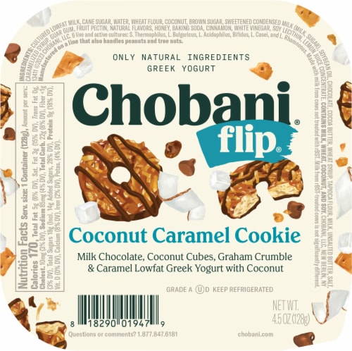 Chobani® Flip® Coconut Caramel Cookie Low Fat Greek Yogurt Cup Perspective: left