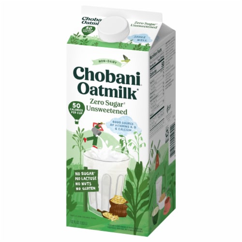 Chobani® Dairy Free Zero Sugar Unsweetened Oat Milk Perspective: left