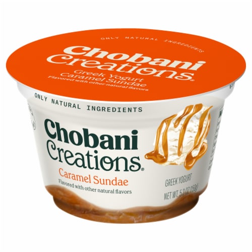 Chobani Creations Greek Caramel Sundae Yogurt Perspective: left
