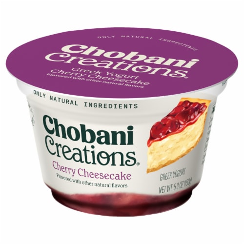 Chobani Creations Greek Cherry Cheesecake Yogurt Cup Perspective: left