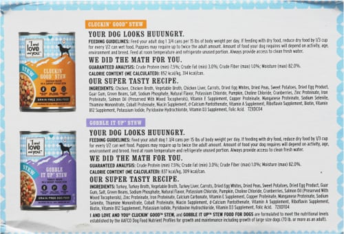I and Love and You Flew the Coop Wet Dog Food Variety Pack Perspective: left