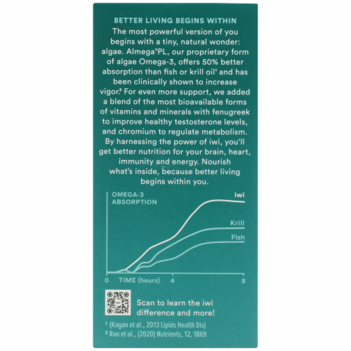 iWi Algae-based Men's Complete Multivitamin + Omega-3 Perspective: left