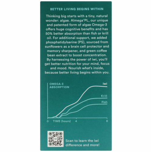 iWi Algae-Based Brain Omega-3 Supplement Perspective: left