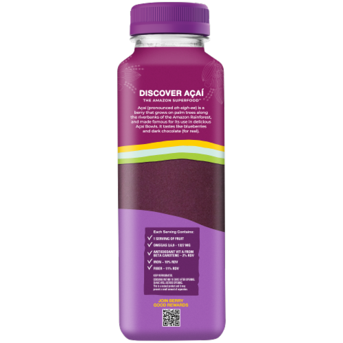 Sambazon® Organic Original Acai Superfruit Juice Bottle Perspective: left