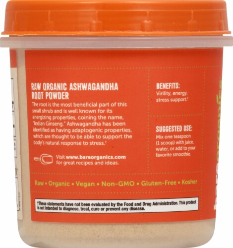 BareOrganics Aswagandha Root Powder Dietary Supplement Perspective: left