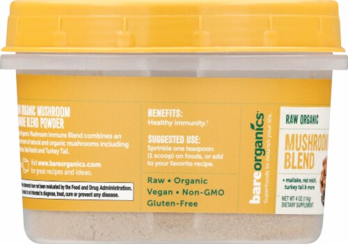 BareOrganics Raw Mushroom Immunity Blend Supplement Perspective: left