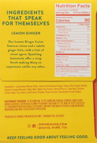 Masq Fusions® Lemon Ginger Hard Tea Perspective: left