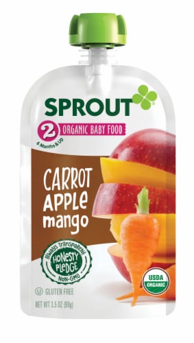 Sprout Organic Carrot Apple Mango Stage 2 Baby Food Perspective: left