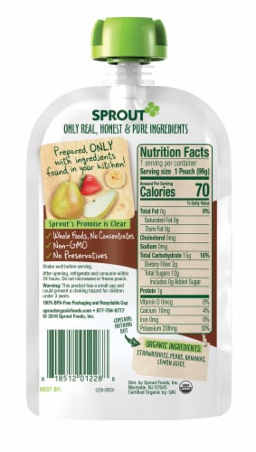 Sprout Organics® Strawberry Pear & Banana Stage 2 Baby Food Perspective: left
