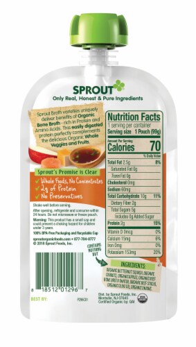 Sprout Organic Butternut Carrot & Apple Seasoned with Beef Broth Stage 2 Baby Food Perspective: left
