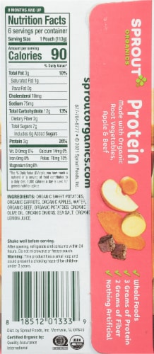 Sprout Organic Root Vegetables Apple & Beef Stage 3 Baby Food Perspective: left