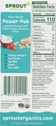 Sprout Power Pak Apple SuperBlend Blueberry Plum Stage T Baby Food Perspective: left