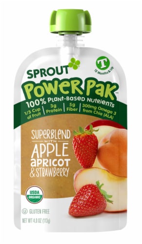 Sprout Power Pak Superblend Apple Apricot Strawberry Stage T Baby Food Perspective: left