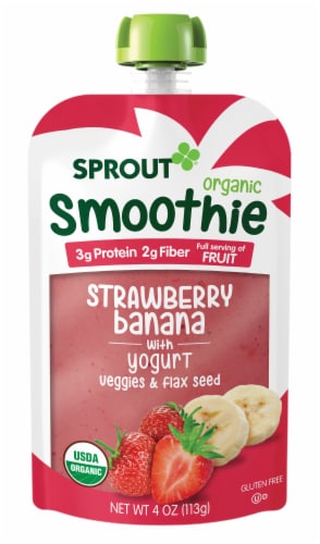 Sprout Organic Strawberry Banana Smoothie Toddler Food Perspective: left