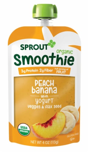 Sprout® Organic Smoothie Peach Banana with Yogurt Veggies & Flax Seed Baby Food Perspective: left
