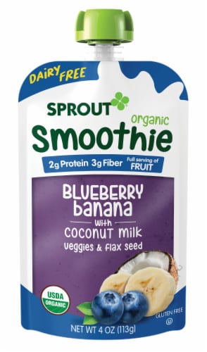 Sprout Organic Stage 2 Blueberry Banana with Coconut Milk Veggies & Flax Seed Smoothies Perspective: left