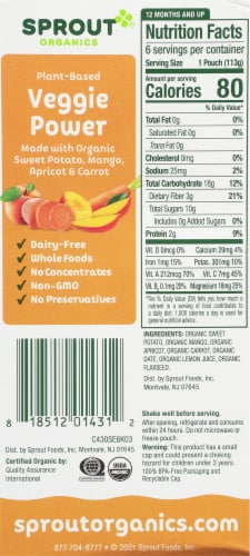 Sprout Organic Veggie Power Sweet Potato with Mango Apricot & Carrot Baby Food Perspective: left