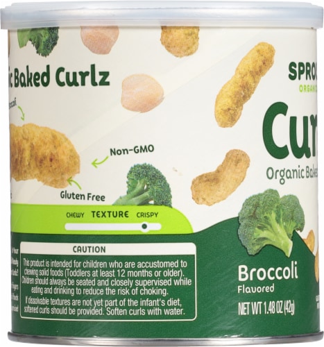 Sprout Organic Curlz® Broccoli Baked Toddler Snacks Perspective: left