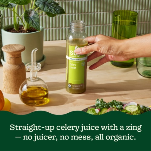 Suja Organic Celery Cold Pressed Juice Drink Perspective: left