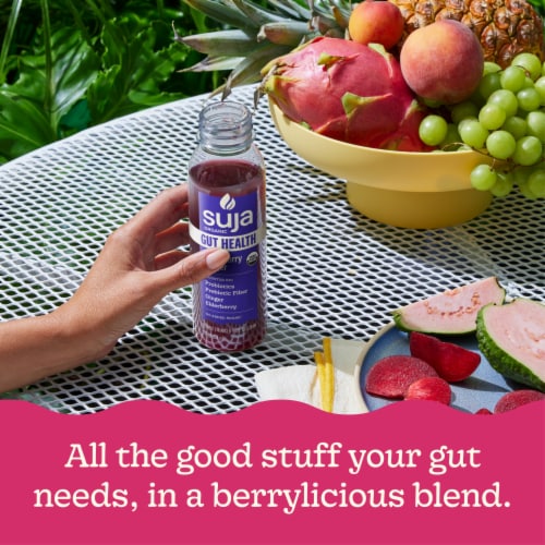 Suja Organic Gut Health Elderberry Ginger Cold Pressed Juice Drink Perspective: left