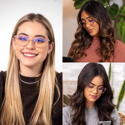 Readerest Peach Light Blocking Reading Glasses (2.00 Magnification) - Computer Eyeglasses Perspective: left
