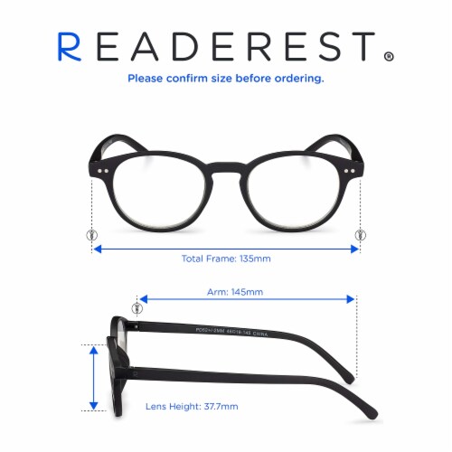 Readerest Black Round Light Blocking Reading Glasses (Zero Magnification) Computer Glasses Perspective: left
