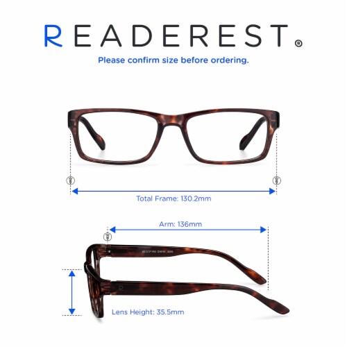Readerest Blue Light Blocking Reading Glasses, Bourbon Tortoise, 0.50 Magnification Perspective: left