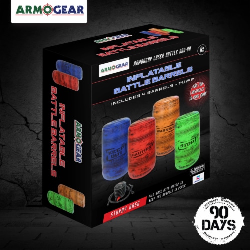 ArmoGear Set of 4 Inflatable Barrels for Laser Tag, Squirt Guns & Paintball Perspective: left