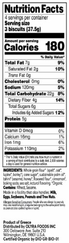 Olyra Organic Breakfast Biscuits Cinnamon Tahini Perspective: left