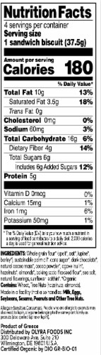Olyra Organic Dark Chocolate Sandwich Breakfast Biscuits Perspective: left