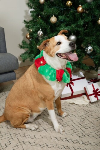 Midlee Red/Green Christmas Plush Bell Collar (Small) Perspective: left