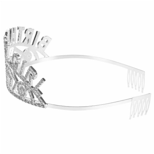 Pink Birthday Girl Rhinestone Tiara Birthday Sash Set for Gift Party Supplies and Decorations Perspective: left