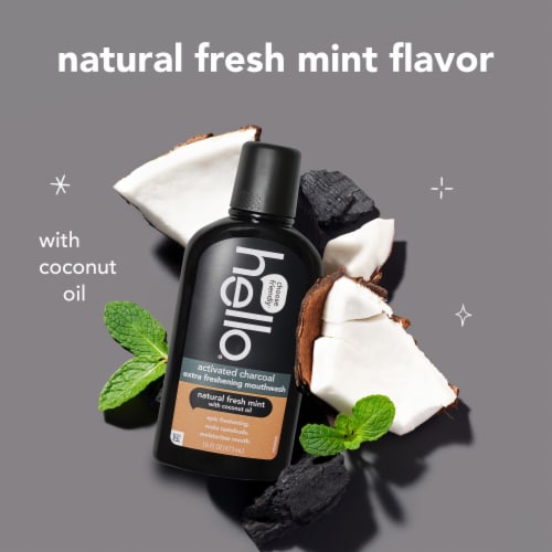 hello Activated Charcoal Extra Freshening Mouthwash Alcohol Free Perspective: left