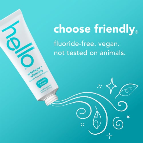 hello Antiplaque and Whitening Fluoride Free Toothpaste in Natural Peppermint Perspective: left