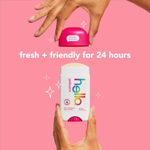 hello Unicorn Aluminum Free Deodorant for Women and Men with Shea Butter 24 Hour Freshness Perspective: left