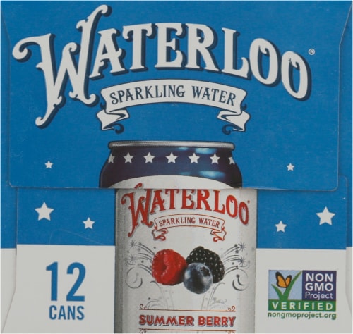 Waterloo® Summer Berry Flavored Sparkling Water Cans Perspective: left