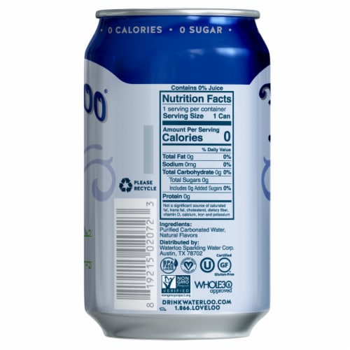 Waterloo® Blueberry Flavored Sparkling Water Cans Perspective: left