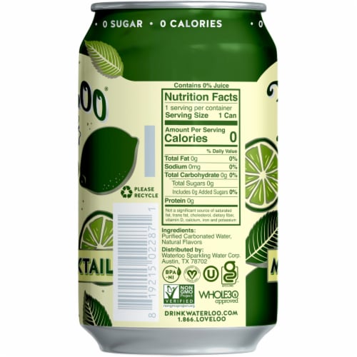 Waterloo Mojito Mocktail Sparkling Water - 8pk / 12 fl oz Cans Perspective: left