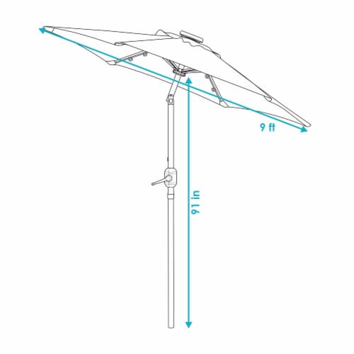 Sunnydaze 9 ft Solar Patio Umbrella with Lights, Tilt, and Crank - Navy Perspective: left