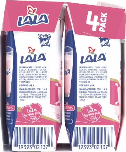 LaLa® Strawberry Low Fat Shelf Stable Milk Perspective: left
