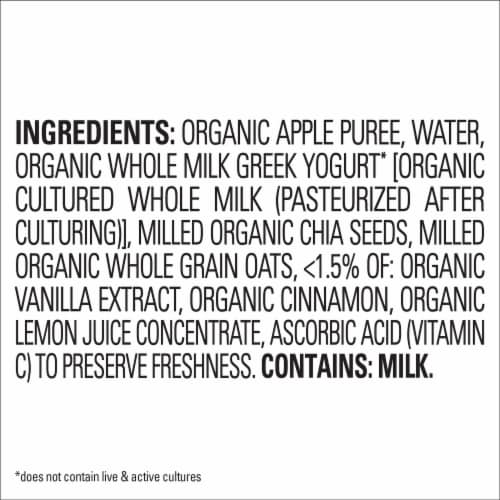 Happy Tot Stage 4 Organic Apples Cinnamon Yogurt & Oats + Super Chia Pouch Perspective: left